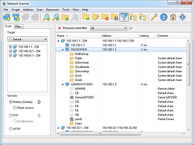 Network Scanner 4.1.0.203 software screenshot