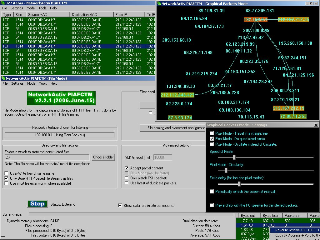 NetworkActiv PIAFCTM 2.2.2 software screenshot