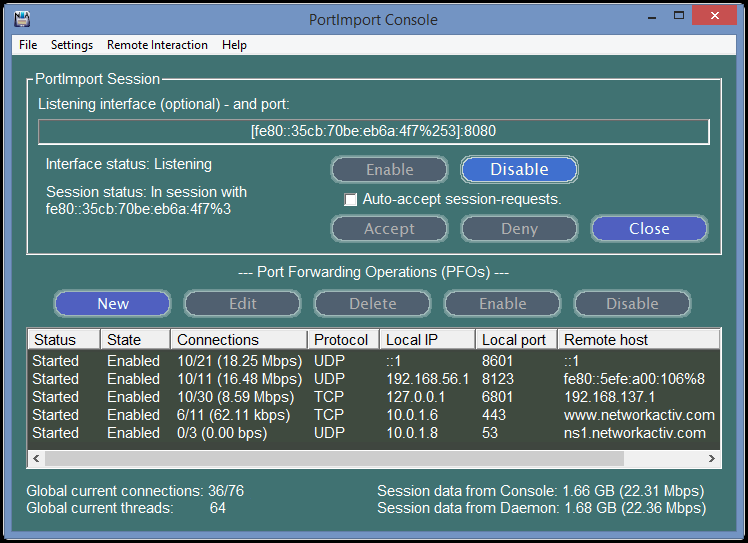 NetworkActiv PortImport 2.0.6 software screenshot