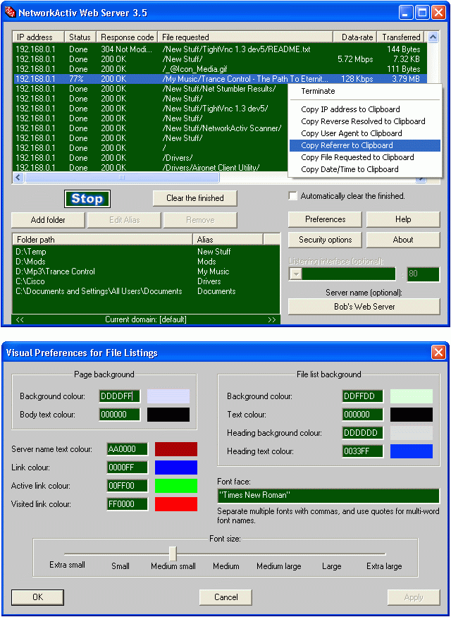NetworkActiv Web Server 3.5.16 software screenshot