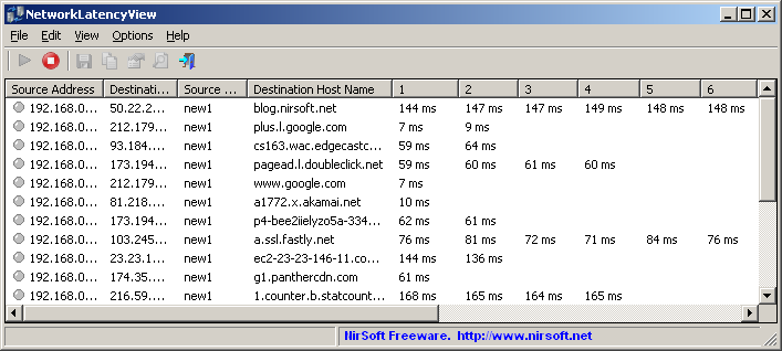 NetworkLatencyView 1.46 software screenshot