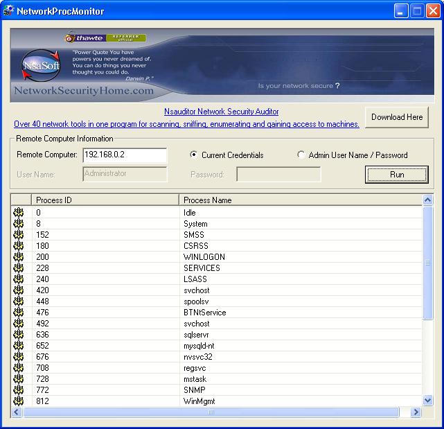 NetworkProcMonitor 1.2.5 software screenshot
