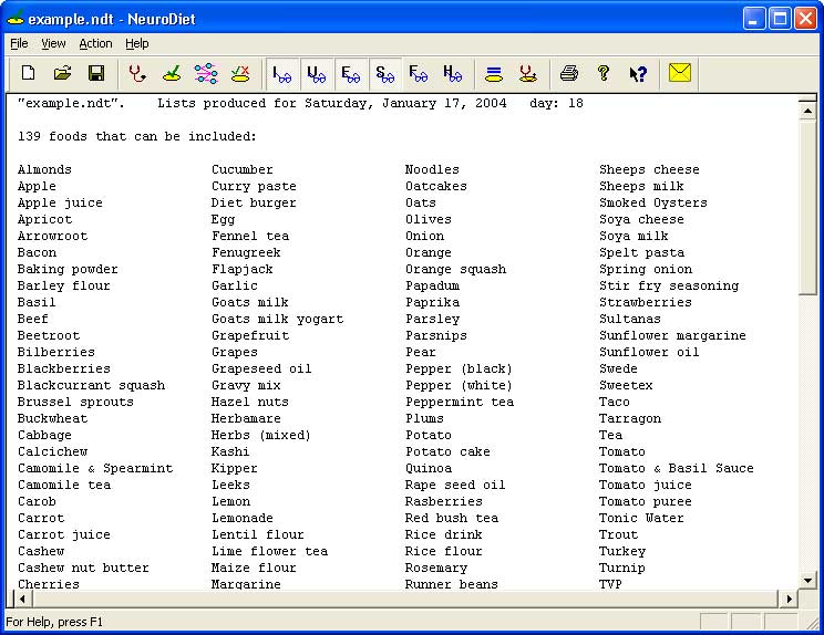 NeuroDiet 3.4 software screenshot