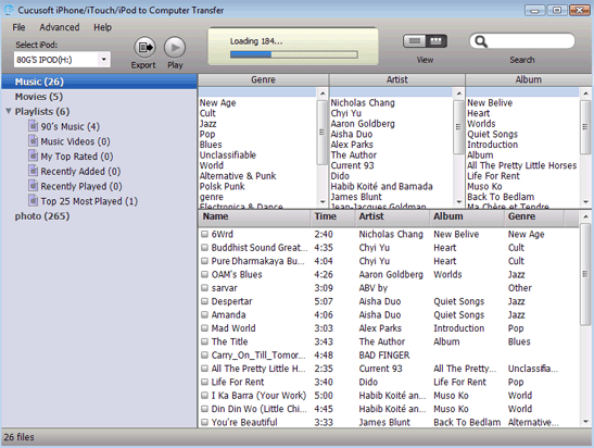 NewPro iPhone/iTouch/iPod Transfer 7.0.2 software screenshot