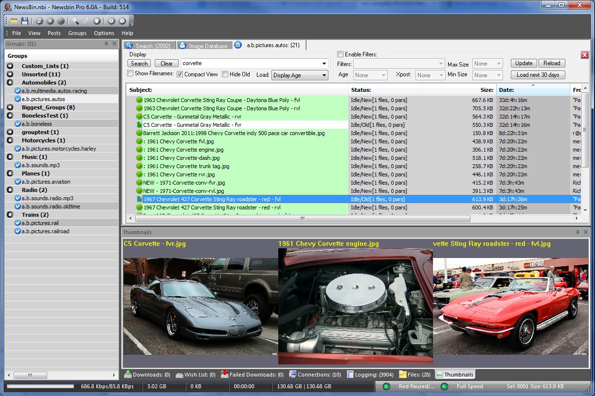 NewsBin Pro 6.73.4821 software screenshot
