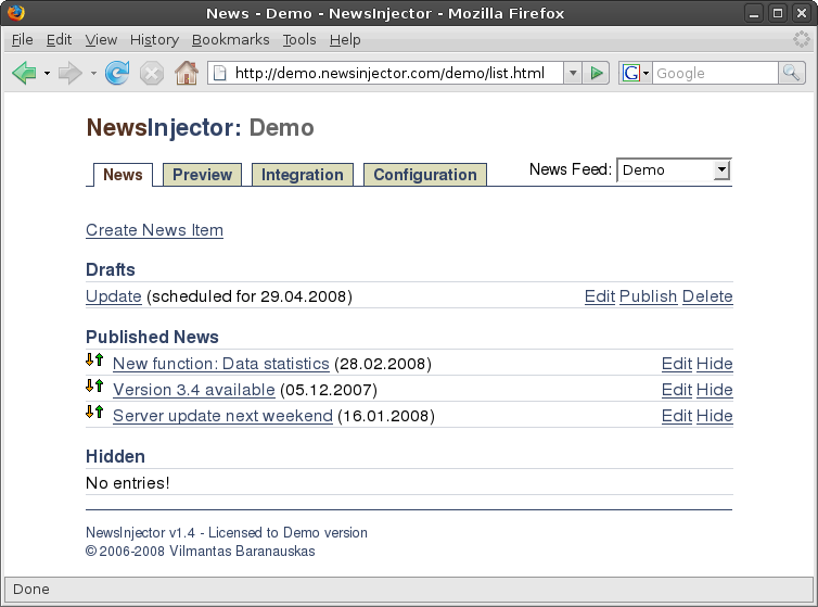 NewsInjector 1.4 software screenshot
