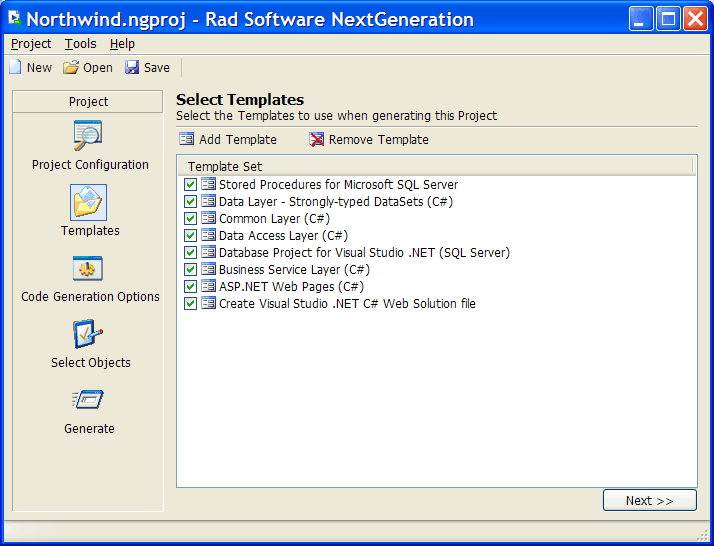 NextGeneration .NET Code Generator 1.5.1 software screenshot
