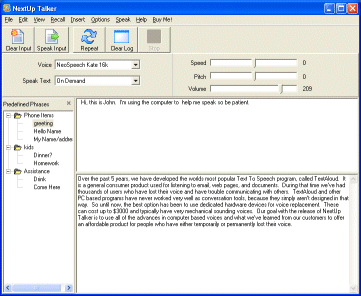 NextUp Talker 1.034 software screenshot
