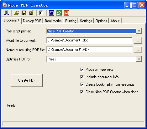 Nice PDF Creator 3.02 software screenshot