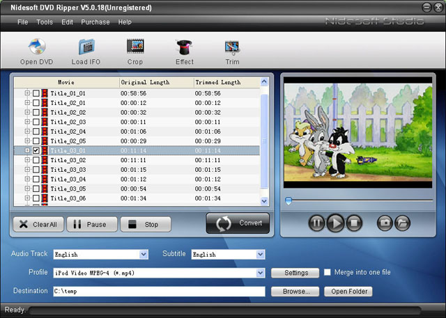 Nidesoft DVD Ripper Suite 2.5.06 software screenshot