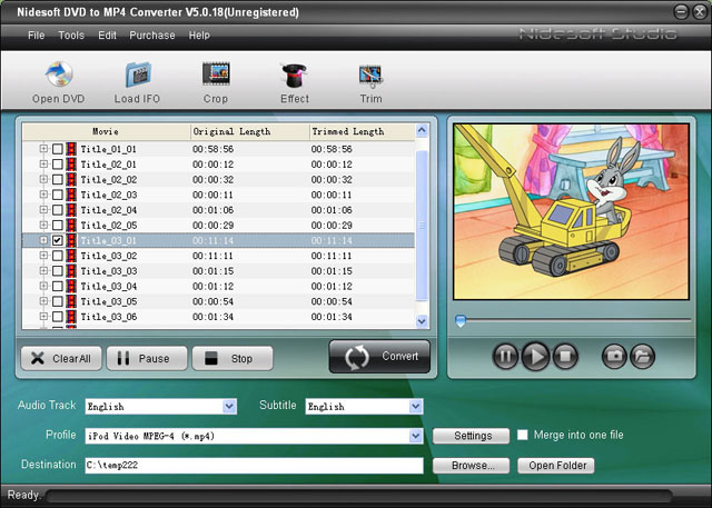 Nidesoft DVD to MP4 Converter 5.6.28 software screenshot
