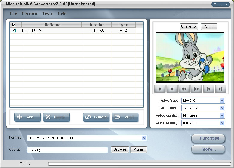 Nidesoft MKV Converter 2.6.18 software screenshot