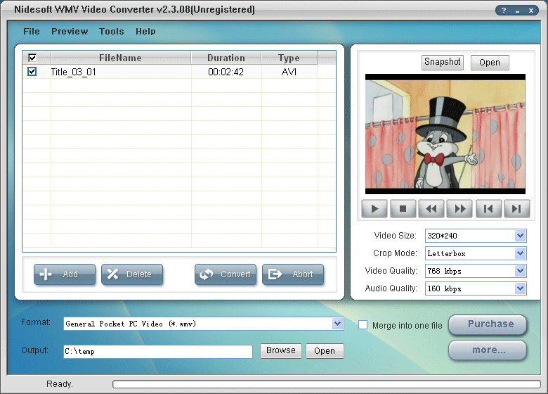 Nidesoft WMV Video Converter 2.4.18 software screenshot