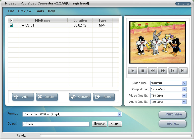 Nidesoft iPod Video Converter 2.4.72 software screenshot