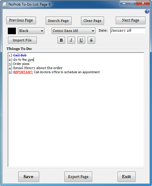 NoProb To-Do List 1.1 software screenshot