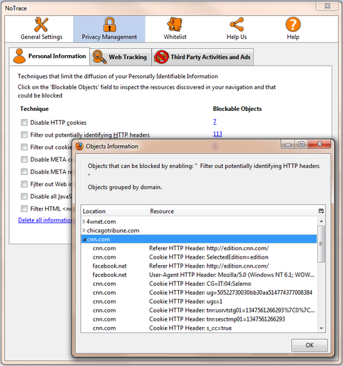 NoTrace 2.4.1 software screenshot