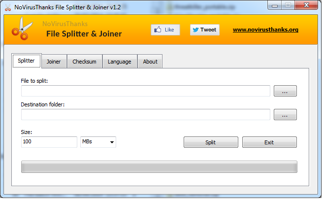 NoVirusThanks File Splitter & Joiner 1.6.1.0 software screenshot