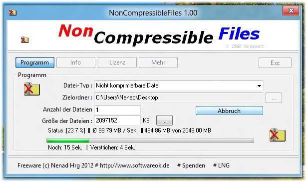 NonCompressibleFiles 2.51 software screenshot