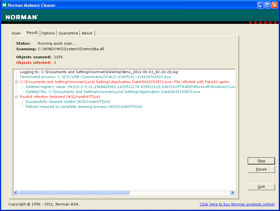 Norman Malware Cleaner 2.08.08 (2015.02.10) software screenshot