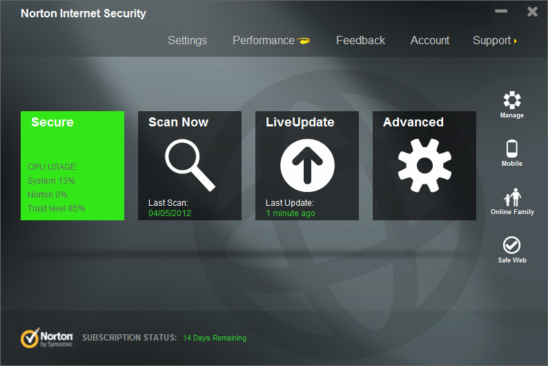 Norton Security 22.8.0.50 software screenshot