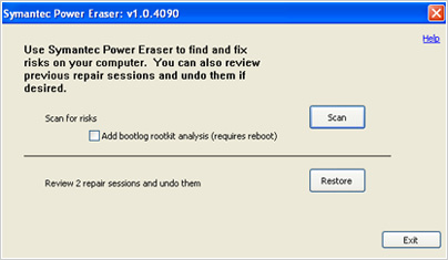 Norton Power Eraser 5.2.0.9 software screenshot