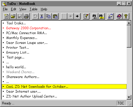 NoteBook 2000 5.5 software screenshot