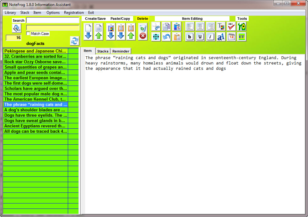NoteFrog 2.7.3 software screenshot