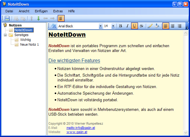 NoteItDown 1.5.0.0 software screenshot