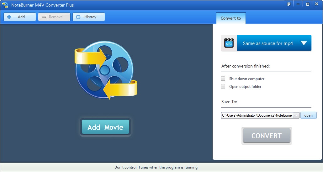 Noteburner M4V Converter 4.0.2 software screenshot