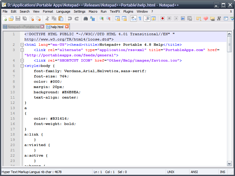 Notepad++ 7.4 software screenshot