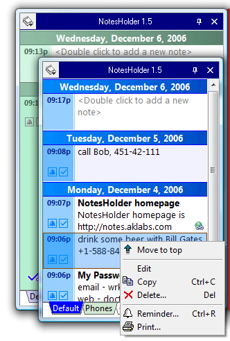 NotesHolder Lite 2.0 software screenshot