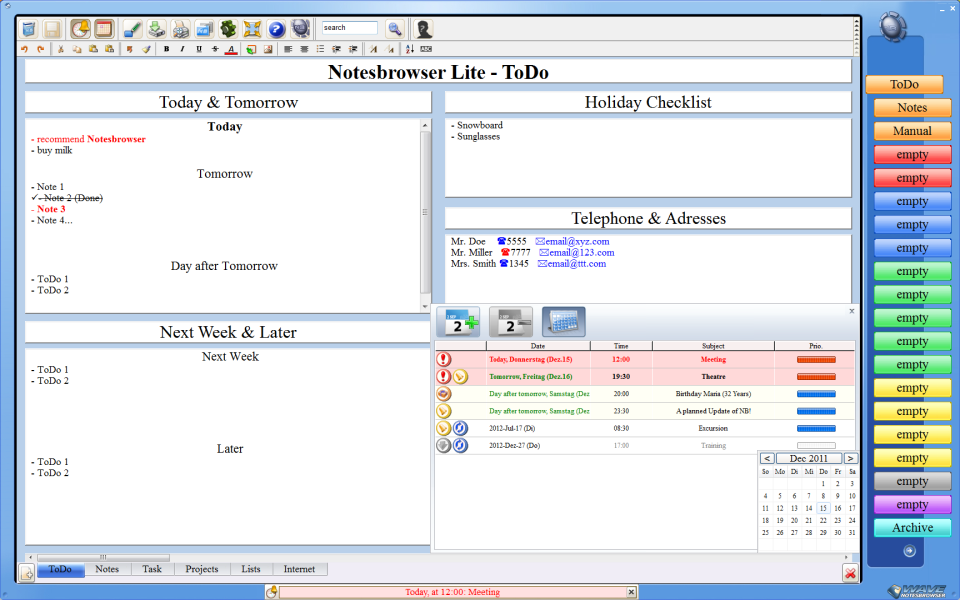 Notesbrowser Portable 1.9.6 software screenshot