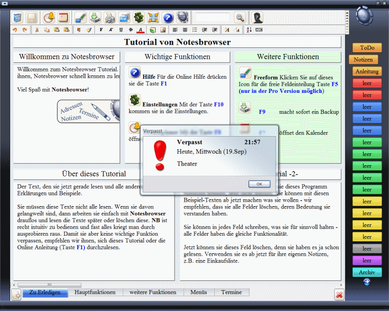 Notesbrowser 1.9.6 software screenshot