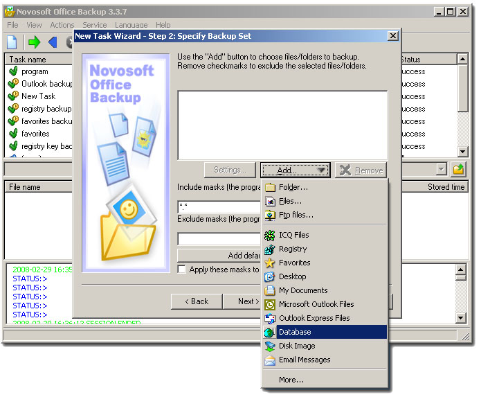Novosoft Office Backup Professional 3.2.1.0 software screenshot
