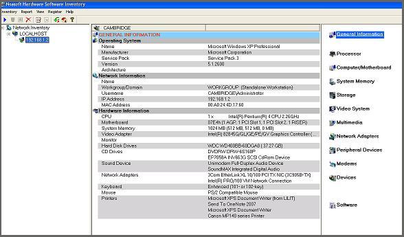 Nsasoft Hardware Software Inventory 1.5.8.0 software screenshot