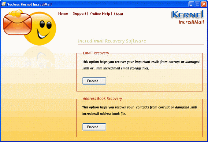 Nucleus Incredimail Recovery 4.02 software screenshot