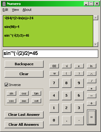 Numero 1.1 software screenshot