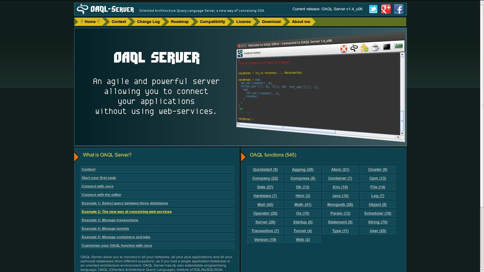 OAQL Server 2.1u36 software screenshot
