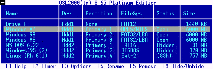 OSL2000 Boot Manager 9.24 software screenshot