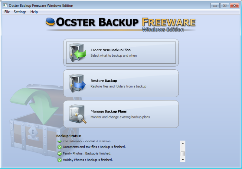 Ocster Backup Freeware 1.99 software screenshot
