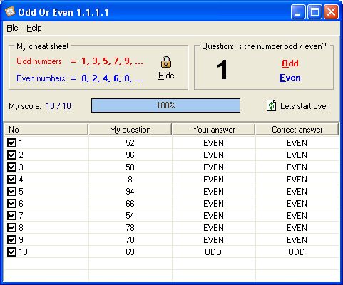 OddOrEven 1.1.1.1 software screenshot