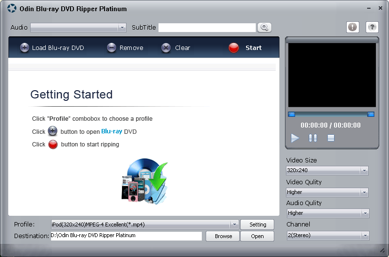 Odin Blu Ray DVD Ripper Platinum 6.5.3 software screenshot