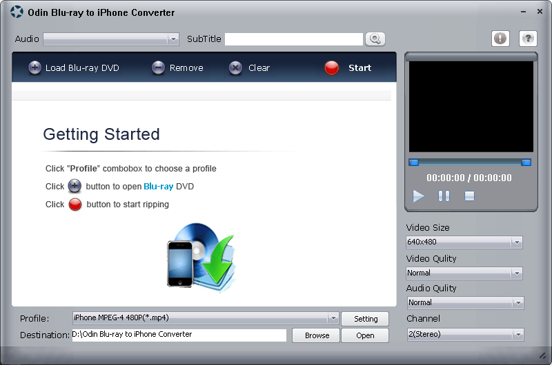 Odin Blu Ray DVD to iPhone Ripper 6.5.2 software screenshot