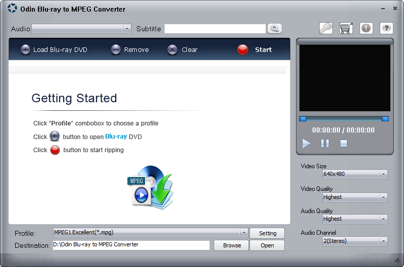Odin Blu Ray to MEPG  Converter 6.5.5 software screenshot