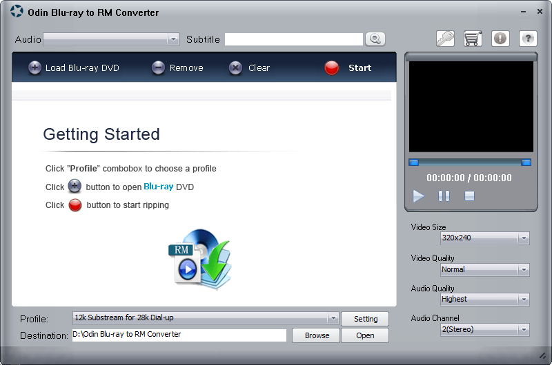 Odin Blu Ray to RM Converter 6.5.5 software screenshot