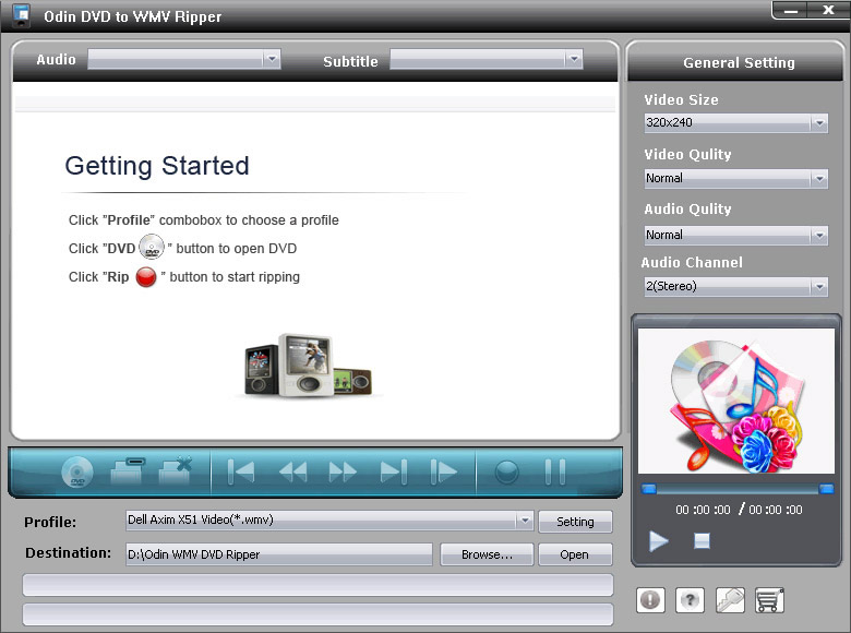 Odin DVD to WMV Ripper 6.5.4 software screenshot