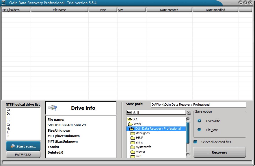 Odin Data Recovery Professional 9.8.2 software screenshot