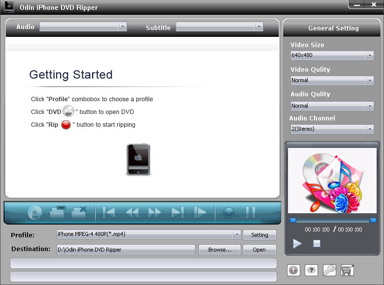 Odin iPhone DVD Ripper 6.5.4 software screenshot