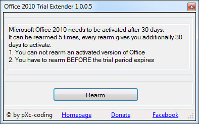 Office 2010 Trial Extender 1.0.0.6 software screenshot