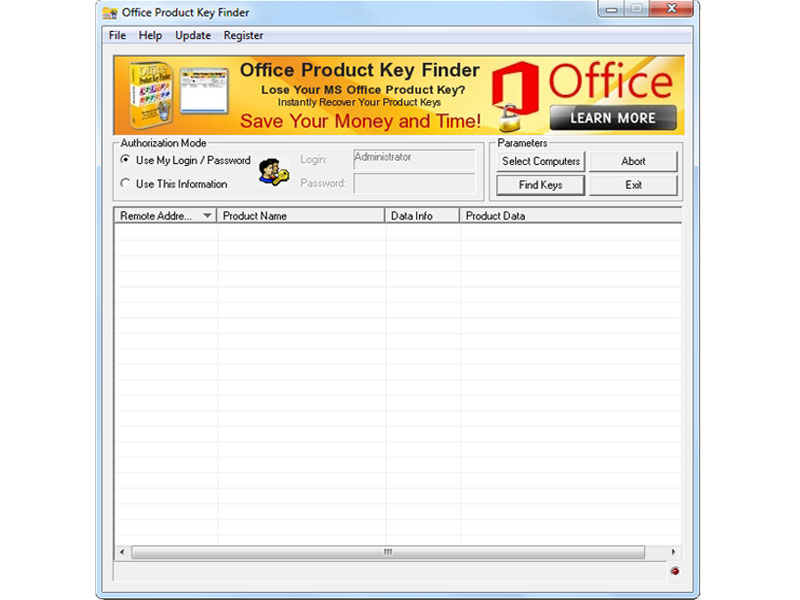 Office Product Key Finder 1.5.2.0 software screenshot